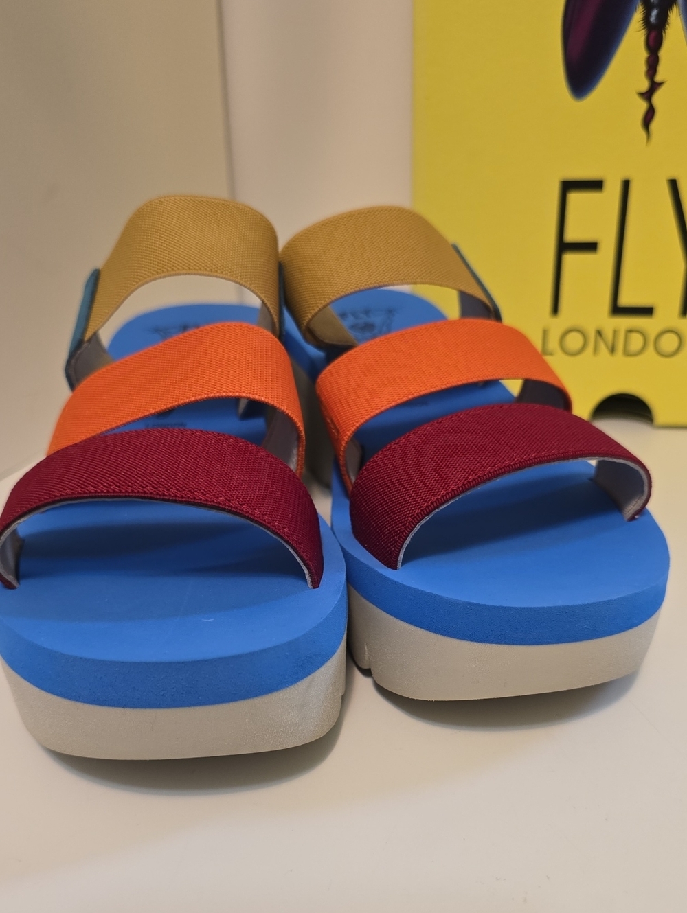 Fly London Multi-Color Platform Slide Sandals - New In Box Sz 8 - Picture 4 of 9